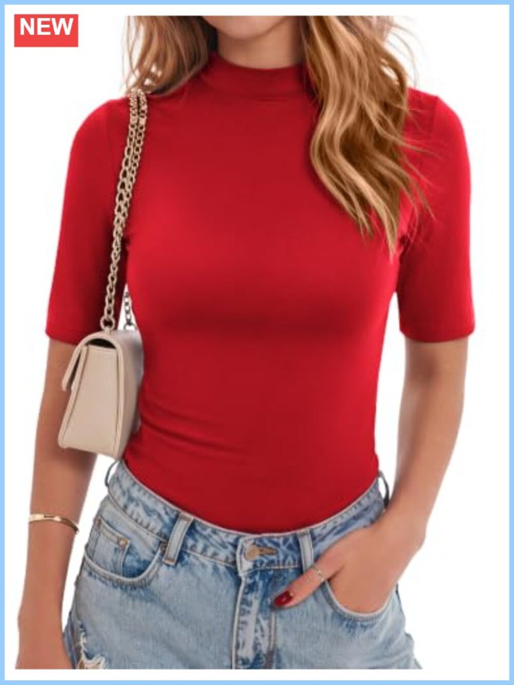 Mock Neck Slim Fit Short Sleeve Pullover Tee